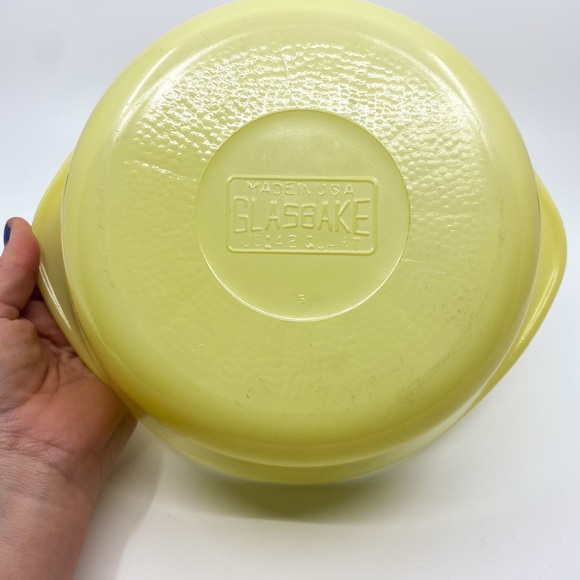 💛 Vintage Glasbake J514 Yellow 2 Qt Casserole Dish w/ Lid Buttery Pastel MCM 💛 - Picture 12 of 15